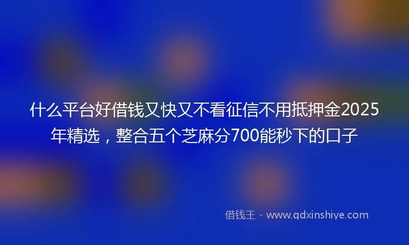 什么平台好借钱又快又不看征信不用抵押金2025年精选，整合五个芝麻分700能秒下的口子