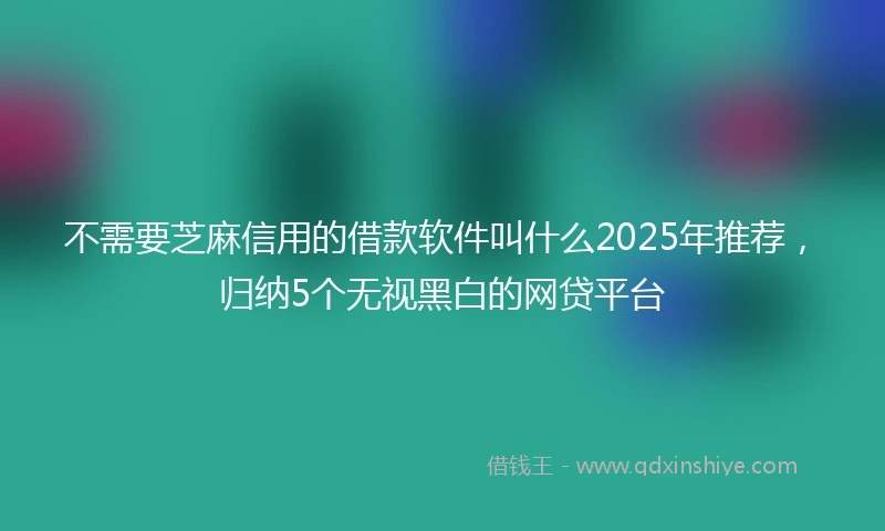 不需要芝麻信用的借款软件叫什么2025年推荐，归纳5个无视黑白的网贷平台