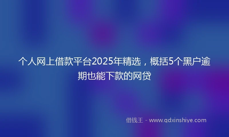 个人网上借款平台2025年精选，概括5个黑户逾期也能下款的网贷