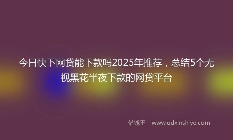 今日快下网贷能下款吗2025年推荐，总结5个无视黑花半夜下款的网贷平台