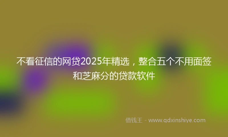 不看征信的网贷2025年精选，整合五个不用面签和芝麻分的贷款软件