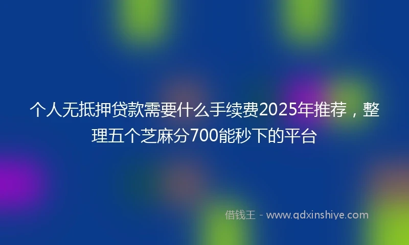 个人无抵押贷款需要什么手续费2025年推荐，整理五个芝麻分700能秒下的平台