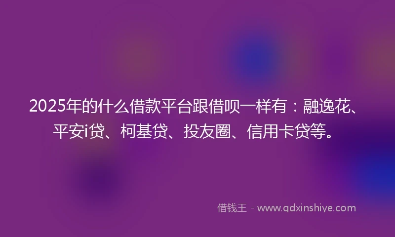 2025年的什么借款平台跟借呗一样有：融逸花、平安i贷、柯基贷、投友圈、信用卡贷等。