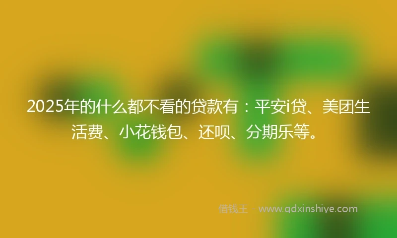 2025年的什么都不看的贷款有：平安i贷、美团生活费、小花钱包、还呗、分期乐等。
