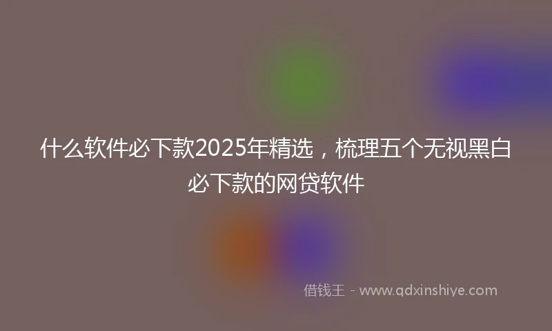什么软件必下款2025年精选，梳理五个无视黑白必下款的网贷软件