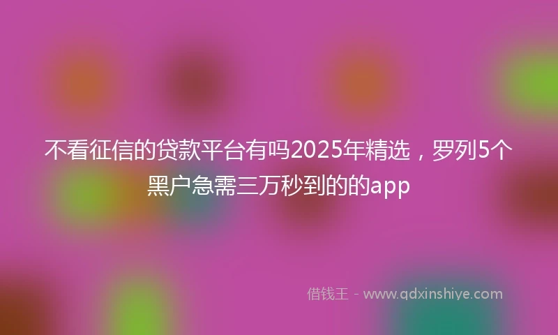 不看征信的贷款平台有吗2025年精选，罗列5个黑户急需三万秒到的的app