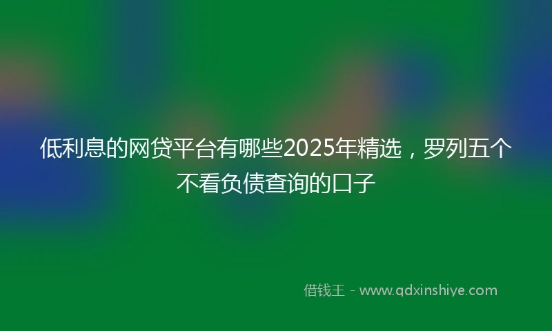 低利息的网贷平台有哪些2025年精选，罗列五个不看负债查询的口子