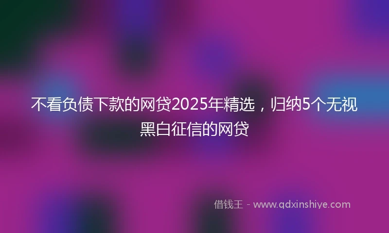 不看负债下款的网贷2025年精选，归纳5个无视黑白征信的网贷