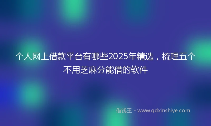 个人网上借款平台有哪些2025年精选，梳理五个不用芝麻分能借的软件