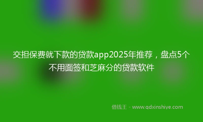 交担保费就下款的贷款app2025年推荐，盘点5个不用面签和芝麻分的贷款软件