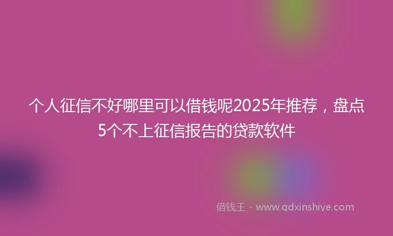 个人征信不好哪里可以借钱呢2025年推荐，盘点5个不上征信报告的贷款软件