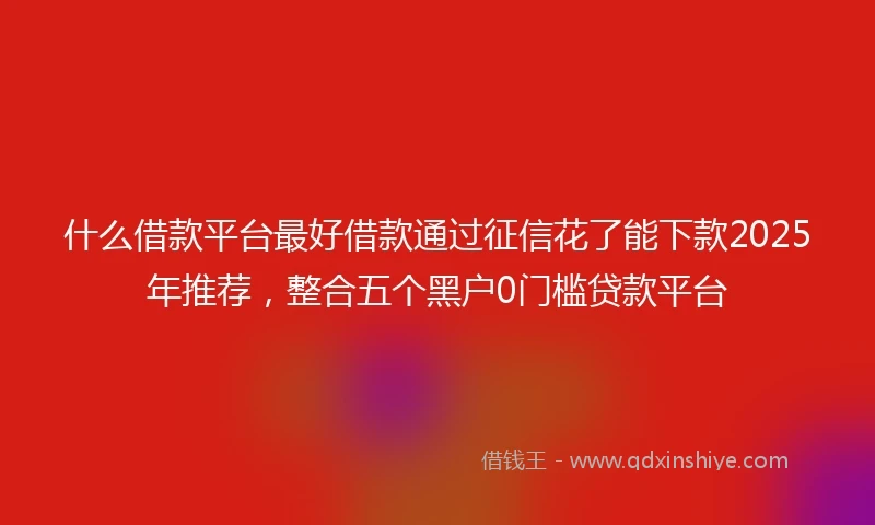 什么借款平台最好借款通过征信花了能下款2025年推荐，整合五个黑户0门槛贷款平台
