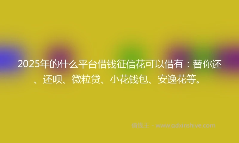 2025年的什么平台借钱征信花可以借有：替你还、还呗、微粒贷、小花钱包、安逸花等。