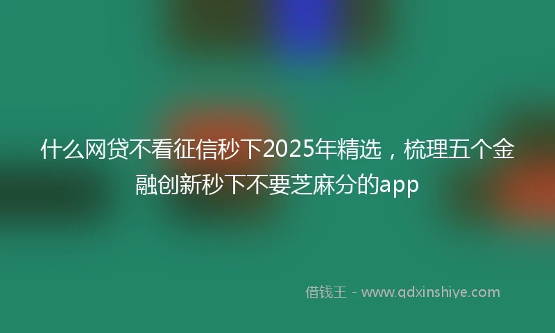 什么网贷不看征信秒下2025年精选，梳理五个金融创新秒下不要芝麻分的app