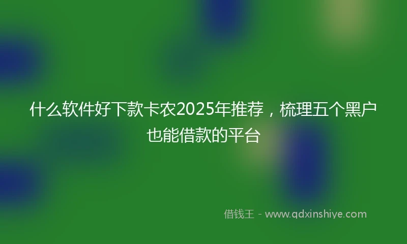 什么软件好下款卡农2025年推荐，梳理五个黑户也能借款的平台