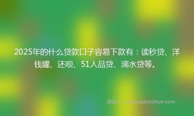 2025年的什么贷款口子容易下款有：读秒贷、洋钱罐、还呗、51人品贷、滴水贷等。