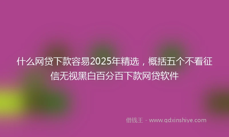 什么网贷下款容易2025年精选，概括五个不看征信无视黑白百分百下款网贷软件