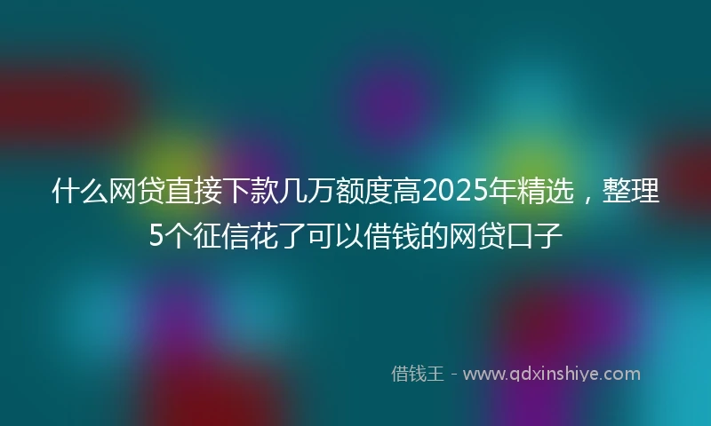 什么网贷直接下款几万额度高2025年精选，整理5个征信花了可以借钱的网贷口子