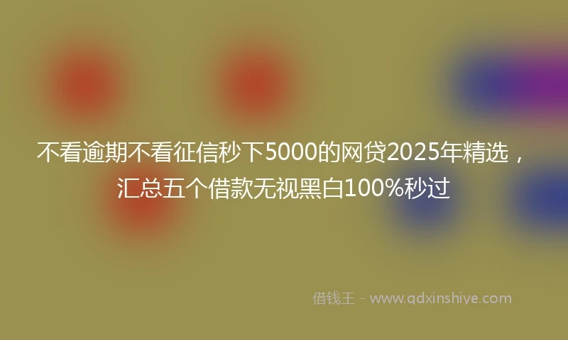不看逾期不看征信秒下5000的网贷2025年精选，汇总五个借款无视黑白100%秒过