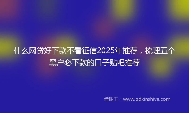 什么网贷好下款不看征信2025年推荐，梳理五个黑户必下款的口子贴吧推荐