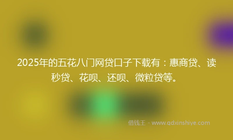 2025年的五花八门网贷口子下载有：惠商贷、读秒贷、花呗、还呗、微粒贷等。