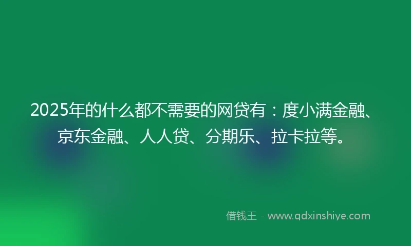 2025年的什么都不需要的网贷有：度小满金融、京东金融、人人贷、分期乐、拉卡拉等。