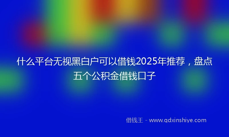 什么平台无视黑白户可以借钱2025年推荐，盘点五个公积金借钱口子