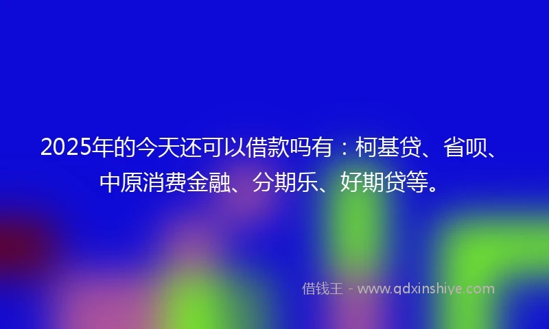 2025年的今天还可以借款吗有：柯基贷、省呗、中原消费金融、分期乐、好期贷等。