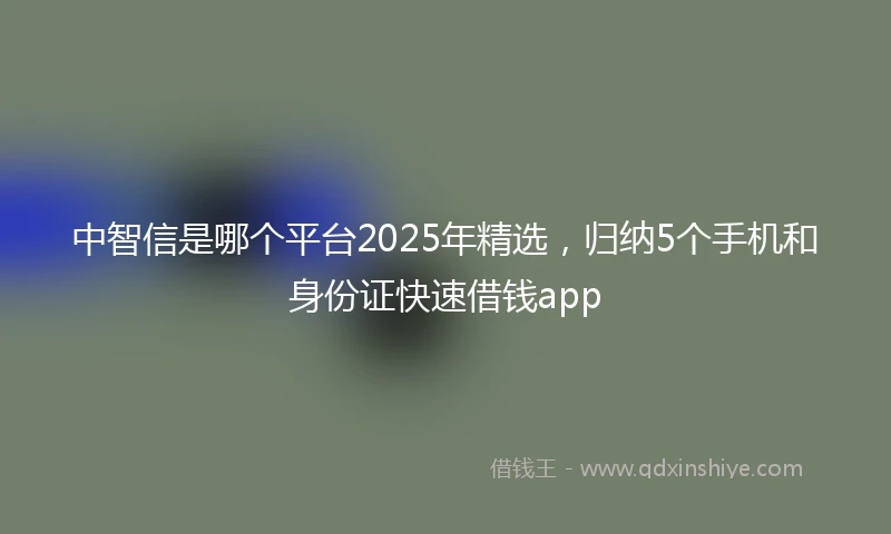 中智信是哪个平台2025年精选，归纳5个手机和身份证快速借钱app