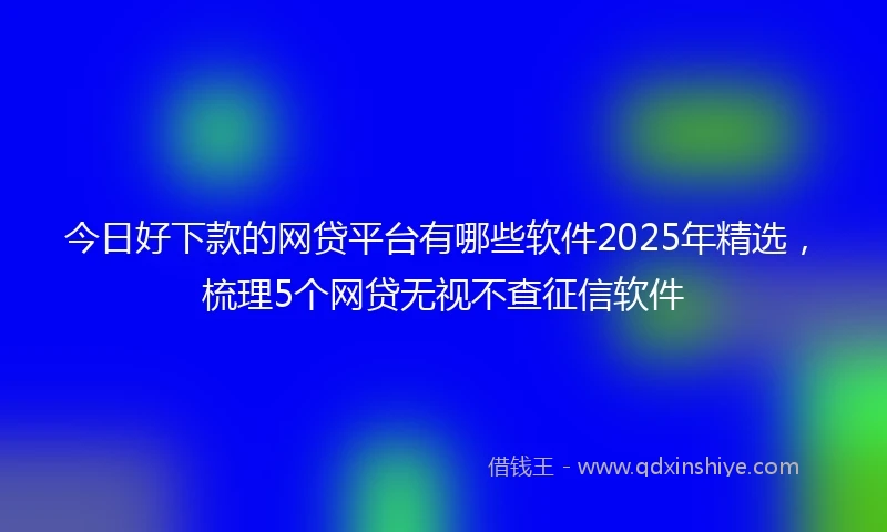 今日好下款的网贷平台有哪些软件2025年精选，梳理5个网贷无视不查征信软件