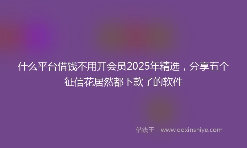 什么平台借钱不用开会员2025年精选，分享五个征信花居然都下款了的软件