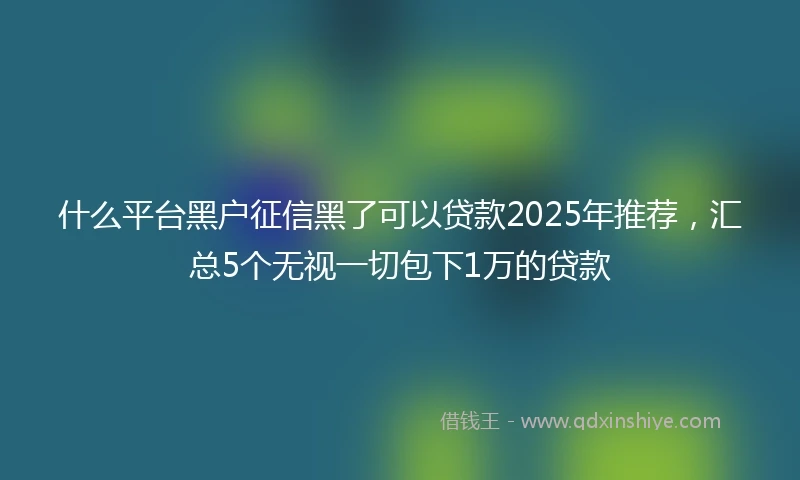 什么平台黑户征信黑了可以贷款2025年推荐，汇总5个无视一切包下1万的贷款