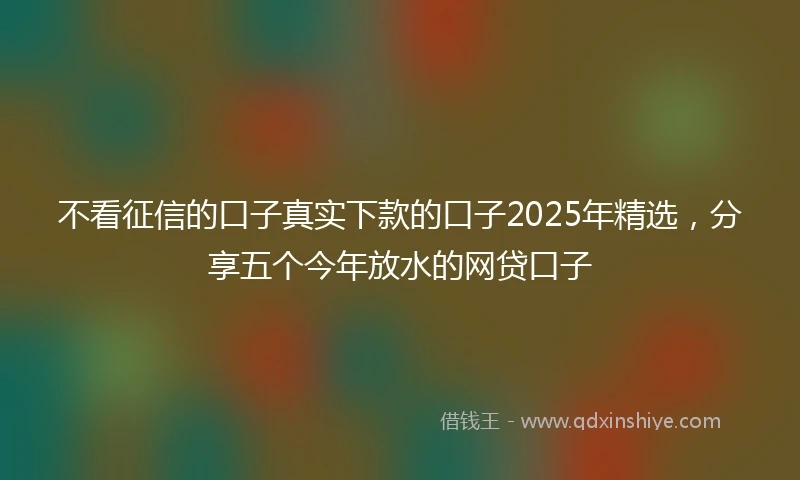 不看征信的口子真实下款的口子2025年精选，分享五个今年放水的网贷口子