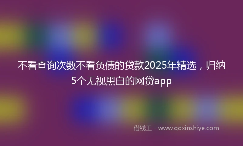 不看查询次数不看负债的贷款2025年精选，归纳5个无视黑白的网贷app