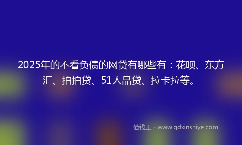 2025年的不看负债的网贷有哪些有：花呗、东方汇、拍拍贷、51人品贷、拉卡拉等。