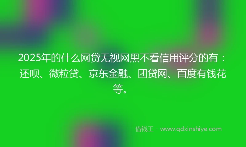 2025年的什么网贷无视网黑不看信用评分的有：还呗、微粒贷、京东金融、团贷网、百度有钱花等。