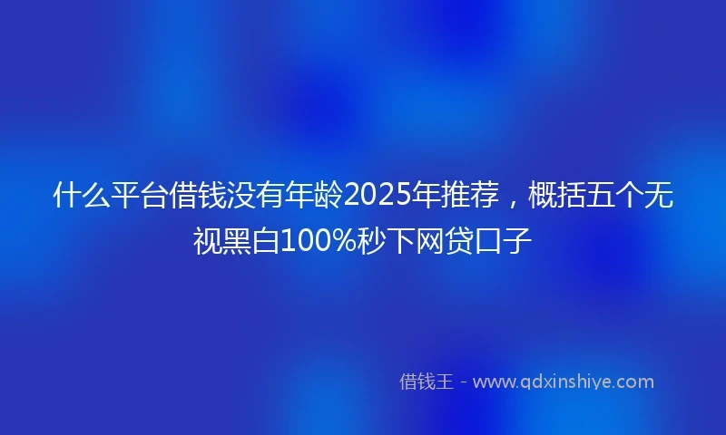 什么平台借钱没有年龄2025年推荐，概括五个无视黑白100%秒下网贷口子