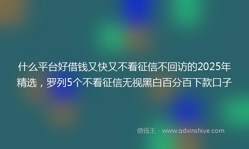 什么平台好借钱又快又不看征信不回访的2025年精选，罗列5个不看征信无视黑白百分百下款口子