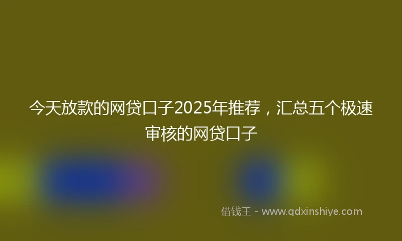 今天放款的网贷口子2025年推荐，汇总五个极速审核的网贷口子