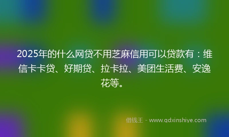 2025年的什么网贷不用芝麻信用可以贷款有：维信卡卡贷、好期贷、拉卡拉、美团生活费、安逸花等。