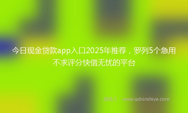 今日现金贷款app入口2025年推荐，罗列5个急用不求评分快借无忧的平台