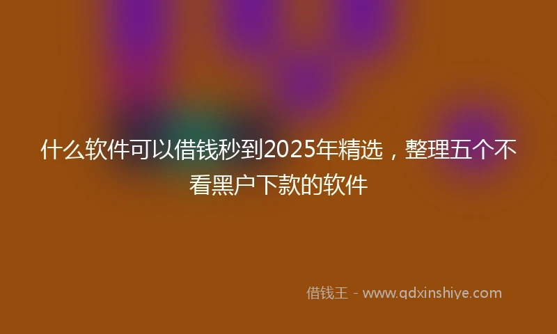 什么软件可以借钱秒到2025年精选，整理五个不看黑户下款的软件