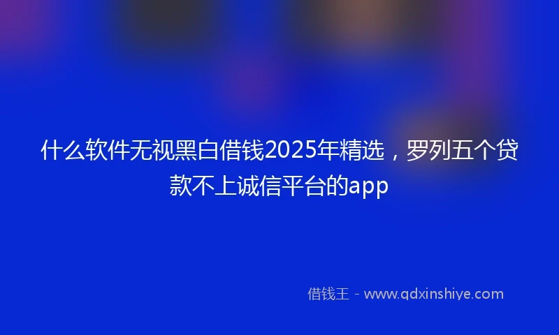 什么软件无视黑白借钱2025年精选，罗列五个贷款不上诚信平台的app