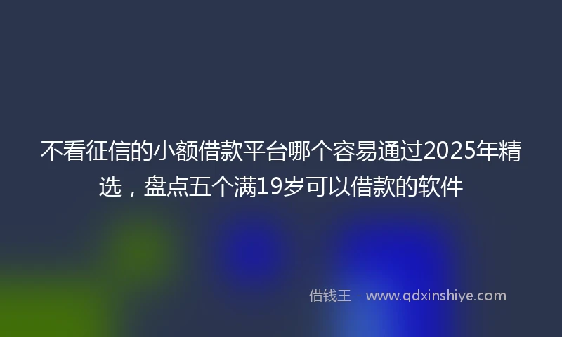 不看征信的小额借款平台哪个容易通过2025年精选，盘点五个满19岁可以借款的软件