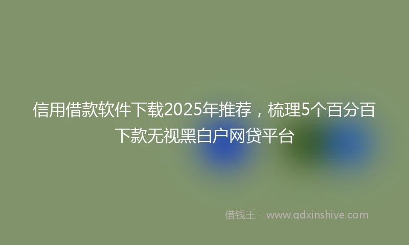 信用借款软件下载2025年推荐，梳理5个百分百下款无视黑白户网贷平台