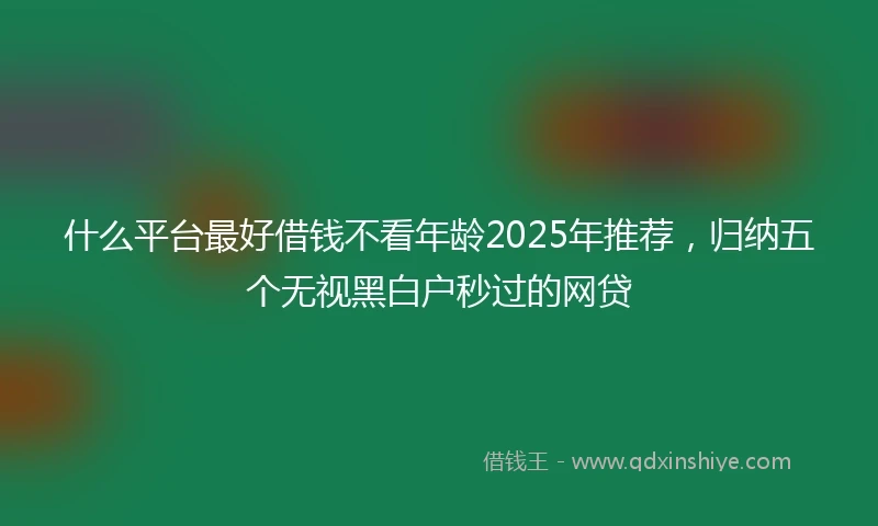 什么平台最好借钱不看年龄2025年推荐，归纳五个无视黑白户秒过的网贷