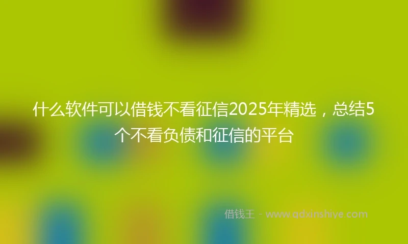 什么软件可以借钱不看征信2025年精选，总结5个不看负债和征信的平台
