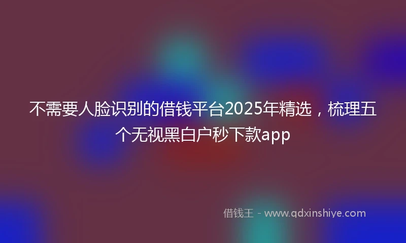 不需要人脸识别的借钱平台2025年精选，梳理五个无视黑白户秒下款app
