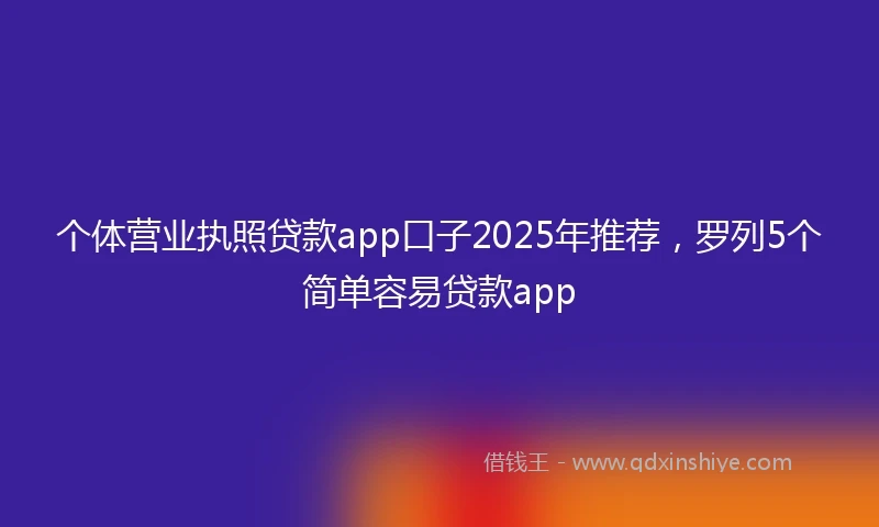 个体营业执照贷款app口子2025年推荐，罗列5个简单容易贷款app