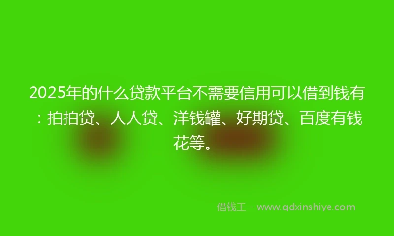 2025年的什么贷款平台不需要信用可以借到钱有：拍拍贷、人人贷、洋钱罐、好期贷、百度有钱花等。